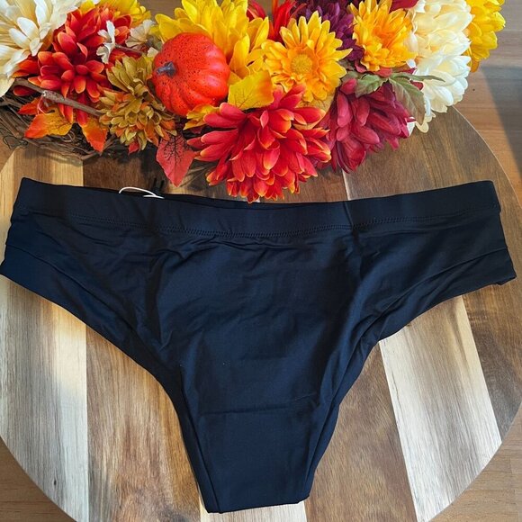 prAna Womens Upswell Swimsuit Bottom LARGE in Black UPF 50+ - Picture 2 of 3